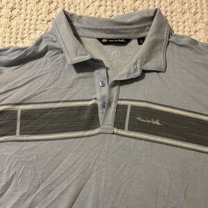 Travis Mathew Blue Polo with Gray Stripes